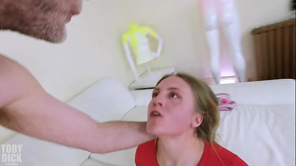 Bratty Slut gets used by old man -slapped until red in the face