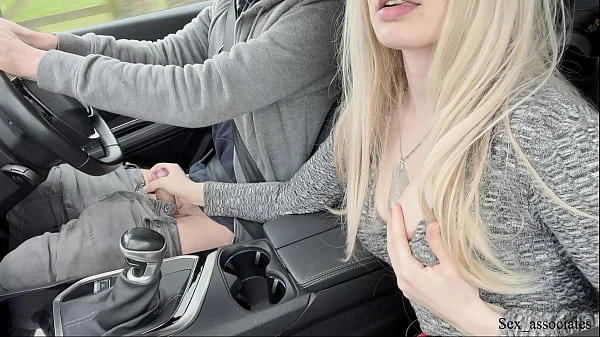 Amazing handjob while driving!! Huge load. Cum eating. Cum play.