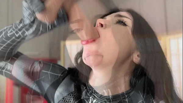 Spider-Girl Masturbates Pussy Dildo till Crazy Orgasm - Hot Cosplay Solo