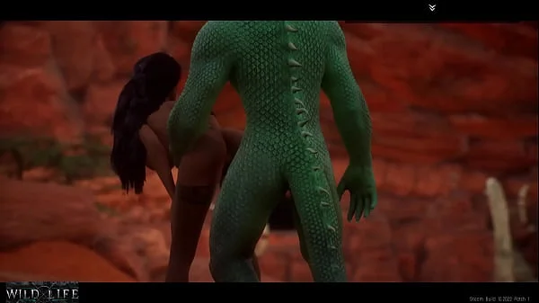 A girl is fucked by a lizard with two cocks - Wild Life