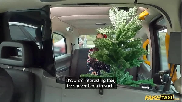 Fake Taxi Petite Asian Lia Lin hot POV blowjob and hardcore sex in her Christmas jumper