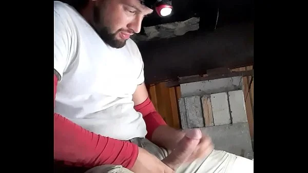 Huge cumshot long fat dick at work