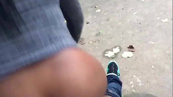Babe bouncing on dick in public