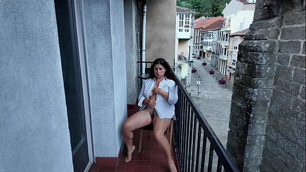 Risky Public Balcony Masturbation of My StepSister