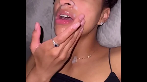 Ebony slut loves cum