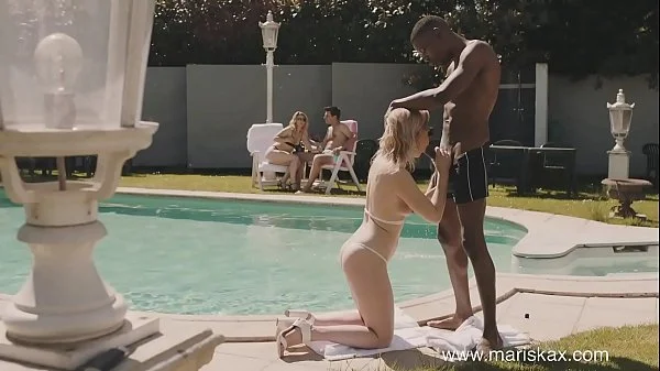 MARISKAX Tina gets fucked poolside by a big black cock