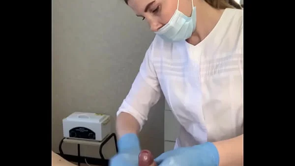 The patient CUM powerfully during the examination procedure in the doctor's hands