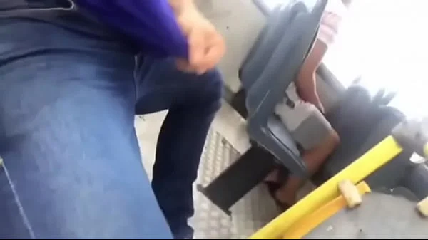 Muscle guy with big dick on bus