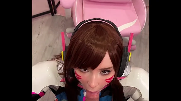 Tiktoker Girl Cosplay D.Va from Overwatch and Sucks Dick till Facial