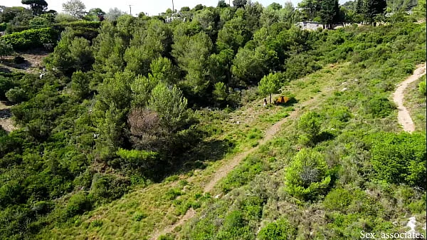 Drone catches young couple fucking outdoors