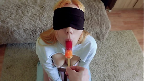 Cheated Silly Step Sister in blindfolded game, but I think she liked it